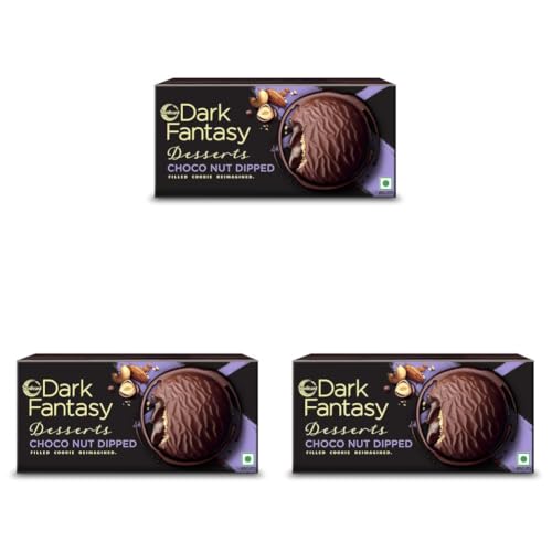 Image of Sunfeast Dark Fantasy Choco Nut Dipped Cookie, Choco Filled With Hazelnuts,100g. (Pack of 3)