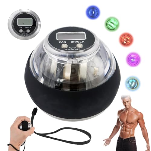 Gyro Ball Gyroscope 2025, Curaball Hand Strengthening Device - Auto-Start Hand Exerciser with Counter, Wrist Strengthener, Torqueball Resistance Trainer for Arm Fingers, Colorful LED Lights