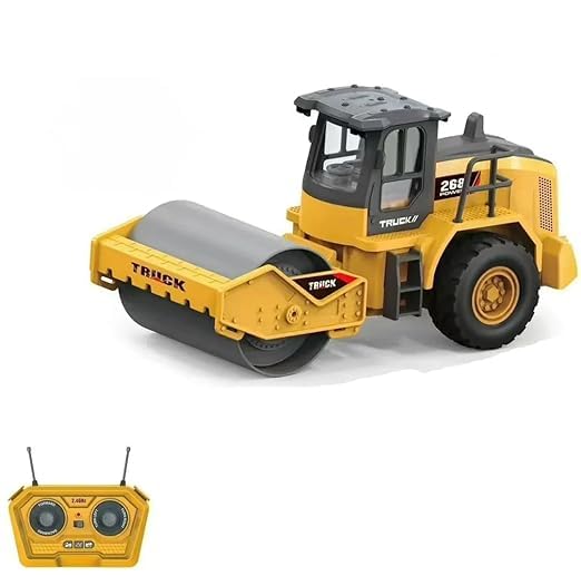 Remote Control Road Roller Truck – 2.4GHz RC Construction Vehicle Toy with Movable Joint & Rubber Tires (RC Road Roller Truck)-image-5