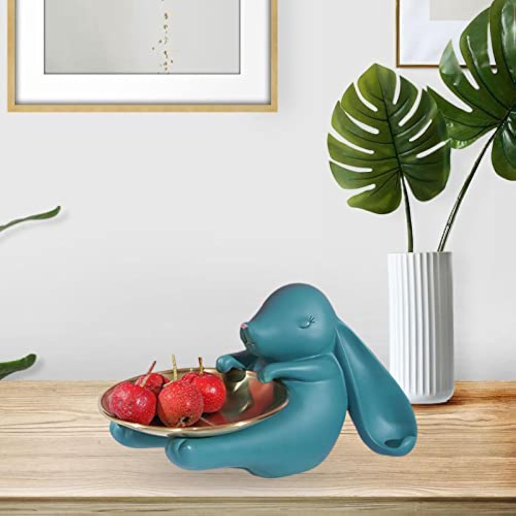 Chinese Style Rabbit Figurine Storage Tray, Green