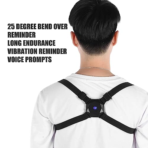Posture Corrector, Adjustable Strap Posture Trainer with Smart Transducer Vibration Reminder Back Straightener Brace for Men and Women(Black)