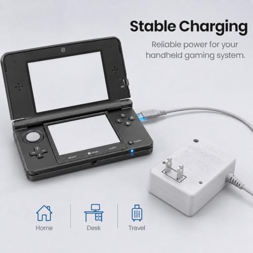 Image of XEOLAX 3DS Charger Compatible with N3DS / DSi /DSi-XL / 2DS / 2DS-XL /New3DS 100-240V Wall Plug Adapter (3DS /3DS XL White charger)