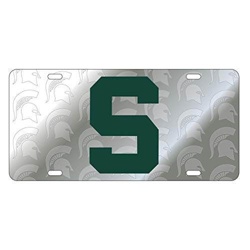 Michigan State Spartans Deluxe Mirrored Auto License Plate Tag