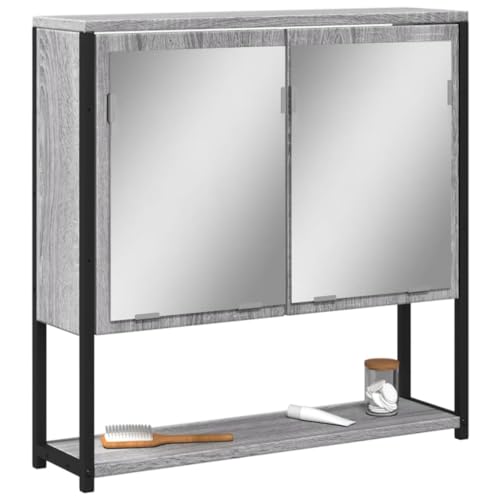 Xichuzi Armario con Espejo de baño Madera Gris Sonoma 60x16x60 cm, Armario De Baño, Mueble Baño Colgar, Armario Pared Baño, Mueble De Baño, Gabinete De Baño - 842424