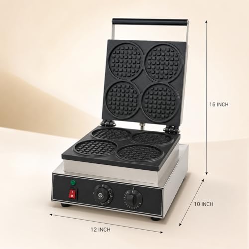 Image of Round Rotating Waffle Machine, Commercial Electric Waffle Maker Machine, Professional Belgian Waffle Maker for Cafe Bakery