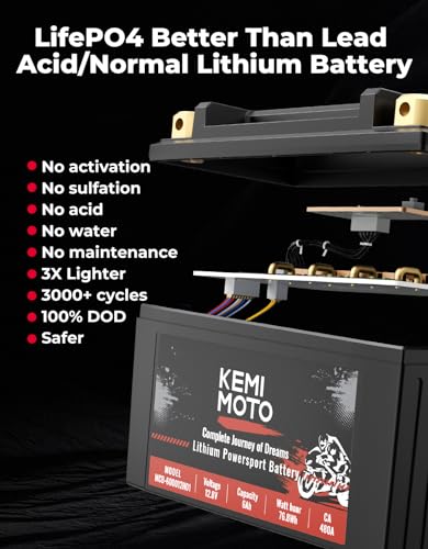 Kemimoto KM3F0412-00102BK Lithium Motorcycle Battery Ytx14-Bs/Ytx9-Bs thumb #3