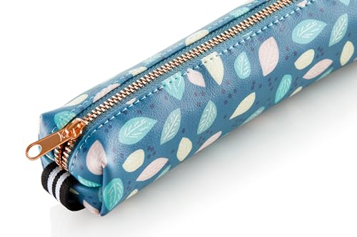 Image of Miquelrius - Mini Pencil Case, Includes Elastic Rubber, Zip Closure, Pencil Case Size 190 x 25 x 40 mm, Autumn Leaves Design