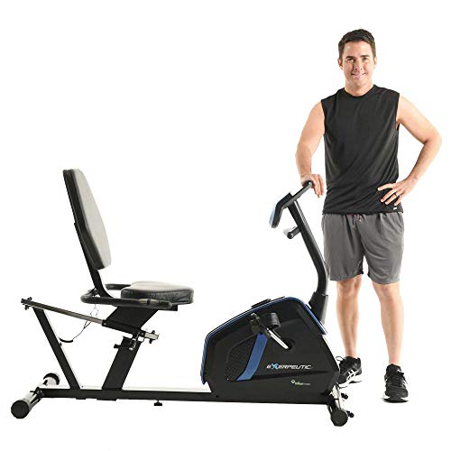 Exerpeutic Easy Step Thru Magnetic Recumbent Exercise Bike, Black/Blue (4121)