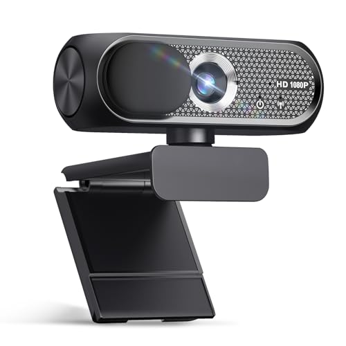 Shcngqio 1080P HD Webcam with Microphone, Wide-Angle Lens, Auto Light Correction, Plug & Play USB Webcam for Laptop, Desktop, PC,Streaming (Shine Black)
