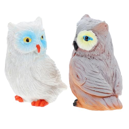 Figurines de hibou en résine pour micro paysage et déco de jardin de poupée - Lot de 2