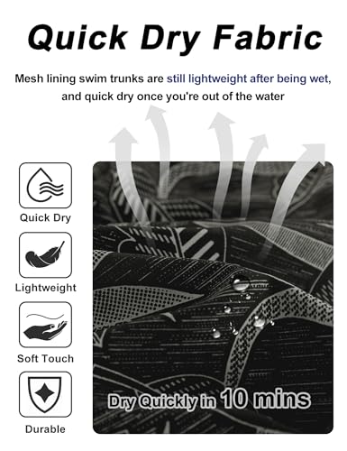Image of BOJIN Mens Swim Trunks 9 inch Quick Dry Stretch Swim Shorts Mesh Lining Bathing Suits Swimwear Beach Shorts with Pockets