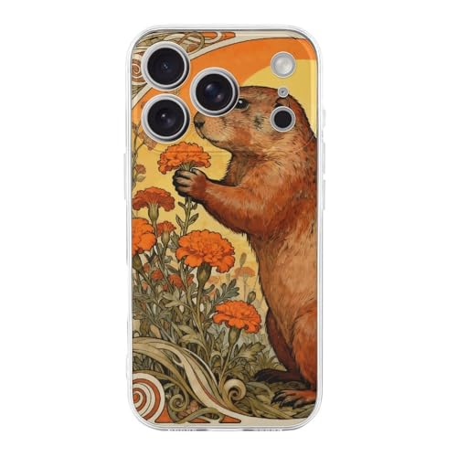 FodPand Marmot Marigold Patch Phone Case iPhone 17�p TPU �n�[�h�t�H���ی�J�o�[ ���h�~ �ϏՌ� �~�j�}���X�g ���I�P�[�X �j�����p ����