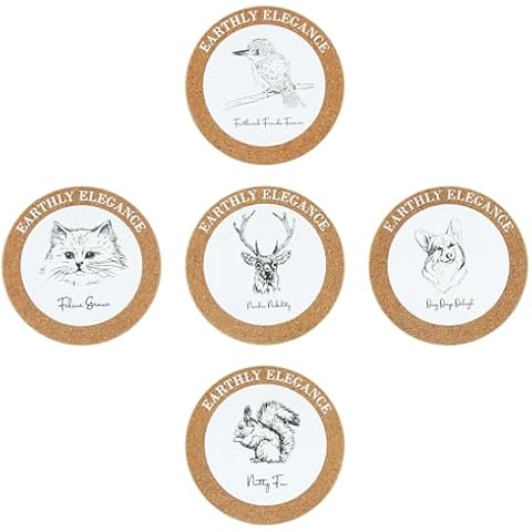 Cork Trivet, 5 Pcs 7.28" Trivets for Hot Dishes & 4" Coasters Set of 4, Drink CoastersPlant Coasters, Hot Pads for Coffee Table, Bar, Desk, Kitchen Supplies, Housewarming Gift Cover