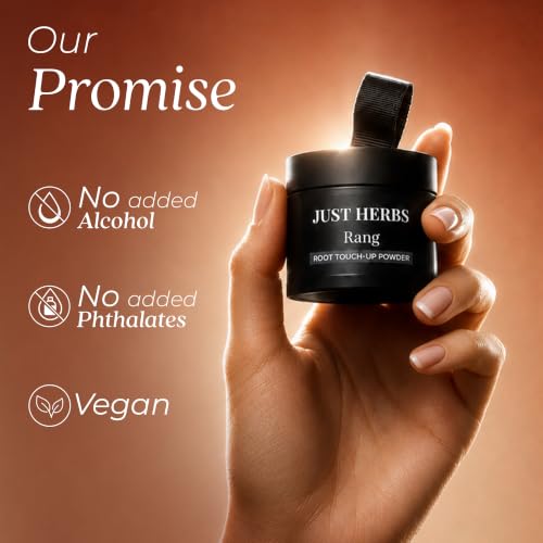 Image of Just Herbs Rang Root Touch-Up Powder - Black | Covers Grey Hair & Bald Spots Instantly | Beard Touch Up Powder | Infused with Vitamin E, Methi and Onion Powder|4g