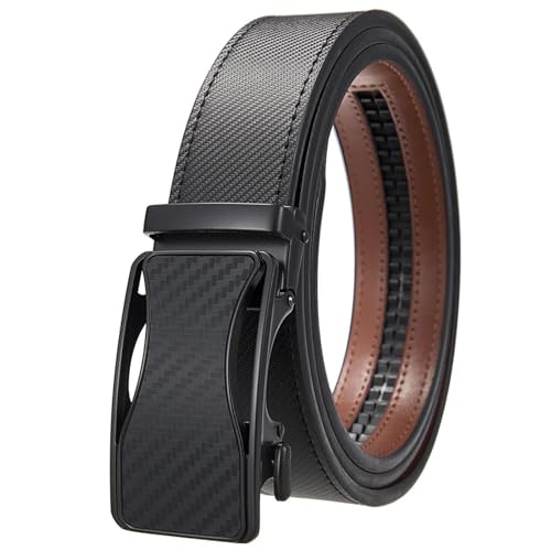 Men's Genuine Leather Dress Belt With Automatic Buckle - Formal Business & Casual Wear