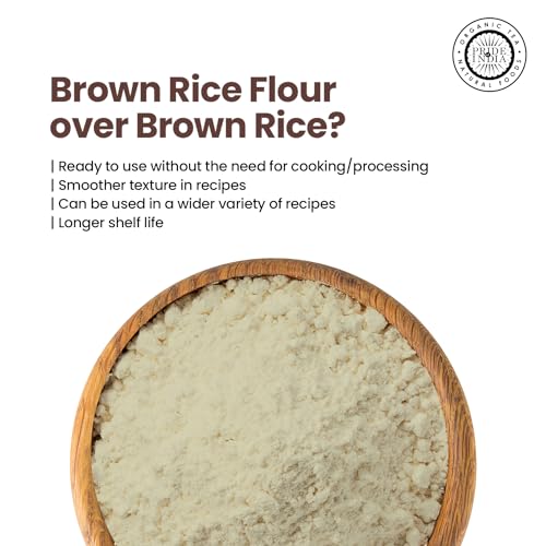 Pride of India- Brown Rice Flour 1 lbs (454 gm) Slightly Nutty Earthy Taste Milled in Small Batches | Ideal for Cakes Soups Noodles Dumplings Pastries Fritters | Vegan, Gluten-Free - Thumbnail 6