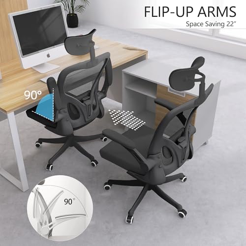 Image of Office Chair (06Black, Chair) | 360 Swivel Adjustable Lumbar Support & Flip-Up Armrests capacity 300 lbs capacity