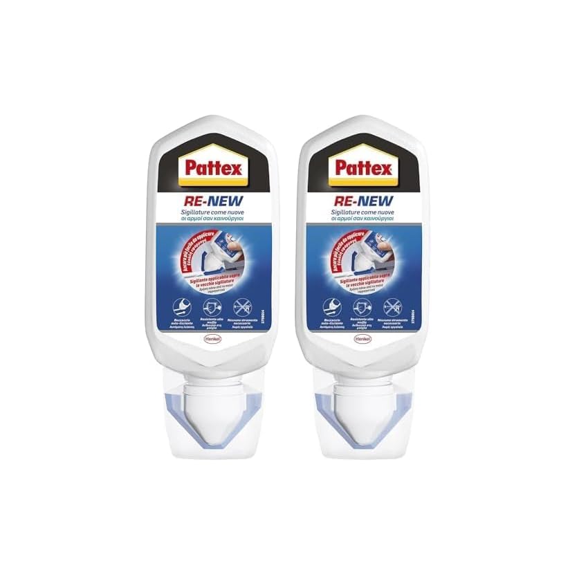 Pattex RE-NEW Bianco, Sigillante bagno e cucina per rinnovo fughe, Silicone sigillante bianco per rinnovare le fughe ed eliminare la muffa, applicazione facile, 1x80ml (Confezione da 2)