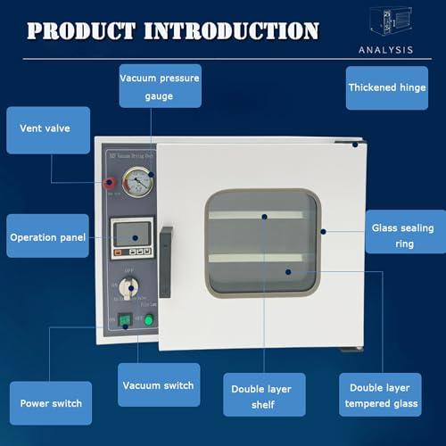 BREVELTION 110V 0.9Cu ft Vacuum Drying Oven Vacuum Drying Boxes Inner Liner 304 Sandblasting Liquid Crystal Gauge Silicone Oil Pressure Gauge 600W - Thumbnail 5