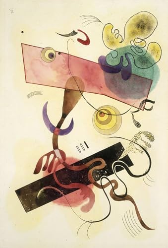 Tableau Kandinsky Verte Et Rose 60x90cm - Poster Image Déco D'Art Murale Toile