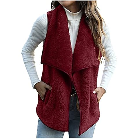 Damen Weste Teddy Fleece Weste Wintermantel Winterjacke Jacke Herbst Warm Mantel Plüschjacke Ärmellos Sweatjacke Sweatshirt Weste Leicht Outwear Kapuzenpullover Damenweste Steppweste Übergangsjacke Cover