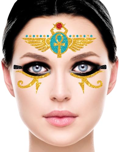 Fiestas Guirca - Tatuajes temporales para cara con lentejuelas, Egipto