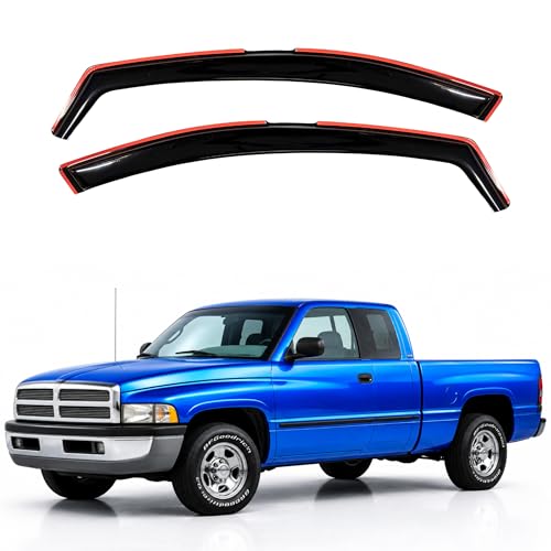 Image of IG Window Visors Fit for 1994-2001 Dodge Ram 1500, Out-Channel Rain Guards Vent Wind Deflectors 2PC, Truck Accessories for 94-02 Dodge Ram 2500 3500 (Excludes Towing Mirror)