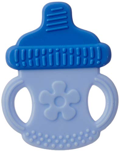 Image of Infantso Non-Toxic Food-Grade Silicone Baby Teether, BPA-Free for Pain-Relief Easy Teething, for 2+ Months Babies (Blue Bottle)