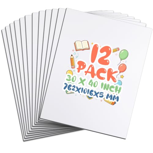 Kathfly 12 Pack White Acid Free Double Sided Foam Boards, 30 x 40 x 3/16 in