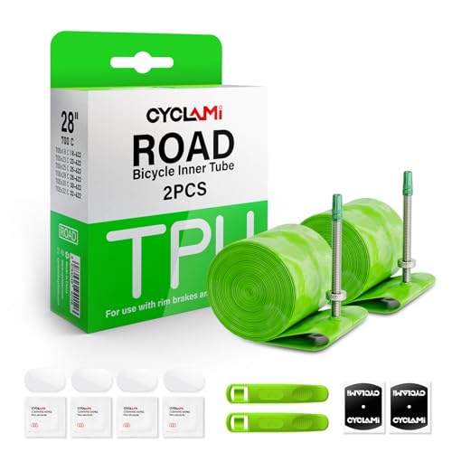 CYCLAMI 2 Pack TPU Inner Tube 700C x 18/23/25/28/30/32C for Road Bike Tire Upgraded Durability Bicycle Tube 45MM Length of Aluminum Presta Valve
