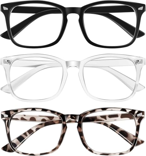 Reading Glasses for Women Blue Light Blocking Glasses Filter UV Square Readers Glasses for Men and Women 3 Pack Reader +1.50