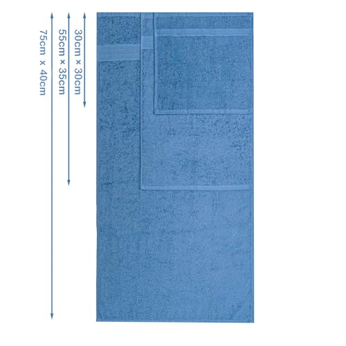 nice homeit Handtuch-Set aus 100 % ringgesponnener Baumwolle, 8 Stück, Badetücher, hergestellt in Italien, Fitnessstudio, Hotel und Spa. Sehr saugfähig (Hellblau) – Bild 3