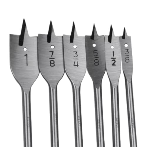 Jogo De Brocas Chatas Para Madeira 6 3/8-1/2-5/8-3/4-7/8-1 Uso Profissional 6 Peças