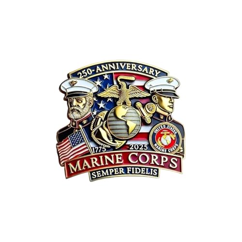 Image of 250th Anniversary Commemorative Pin Marine Corps Emblem Lapel Alloy Button Brooches Veteran Military Collection Gift Jewelry