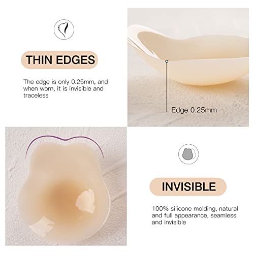 Promking Breast Pasties Lift - Invisible Silicone Breast Lifting Petals Adhesive Bra Reusable Nipple Covers For Women (Fresh) #TOP1