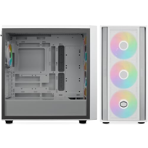 Cooler Master MasterBox 600 White Boîtier Airflow E-ATX - Supporte MB Back-Connect & Radiateur 420mm, Ventilateurs PWM ARGB Pré-Installés 3 x 140mm & 1 x 120mm, Verre Trempé, USB 3.2 Gen 2x2 Type-C