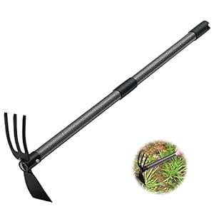 Garden Hoe and Cultivator, 31 Inch Long Heavy Duty Hand Hoe Garden Tool with Tiller,2 Section Handle, Carbon Steel Blade, Cultivator Hoe Garden Tools for Loosening Soil, Digging, Weeding Garden Tools