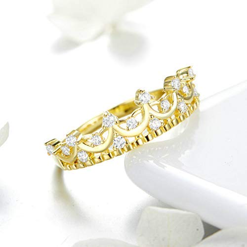 925 Sterling Silver Princess Crown Gold Color Crown Rings for Women Wedding Ring Jewelry4
