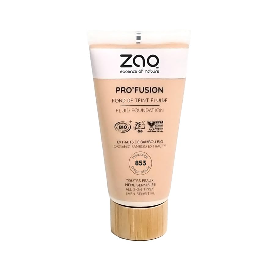 Zao ProFusion Fluid Foundation 853 Petal Beige maquillage teint couvrant