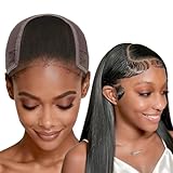 Labhairs Lace Wig Cap with Grip Band for Keeping Wigs In Place, 4x5 Wider Transparent Lace for Lace Front Wig, Non-slip Cap for Glueless Wig, Adjustable Cap with Velcro Headband (Brown-M)