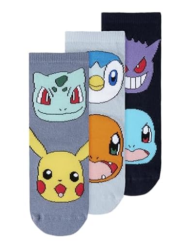 NAME IT Sock Nmmnoris Pokemon 3P-Calcetines Sky, Blazer Azul Marino, 25-27 (Pack de 3) para Niños | Ya disponible en tu tienda friki favorita! En mundofriki.es!
