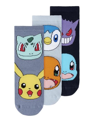 NAME IT Nmmnoris Pokemon 3P Sock Sky, Bleu Marine, 25-27 (Lot de 3) Garçon