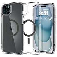 Spigen Ultra Hybrid MagFit Case for iPhone 15, Compatible with MagSafe Accessories [Anti-Yellowing] [Military-Grade Drop Protection] - Clear Graphite