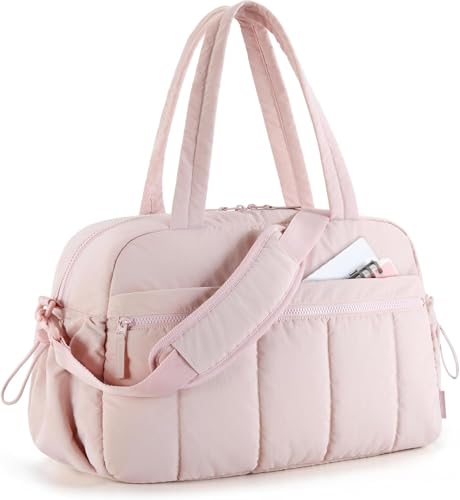 Image of Travel Duffle Bag for Women with Wet Pocket | Lightweight Gym Bag for Travel, Yoga, Sports & Weekend Trips | Cabin Personal Item Tote Bag (Pink)
