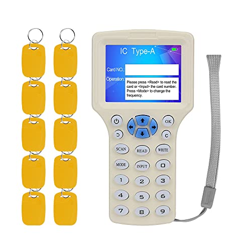 YiToo RFID Card Reader Writer Duplicator USB Copier 10 Frequences for IC ID Keychains Cards Copy with Decoding Software + 10pcs T5577 Writable and UID Changeable Tags