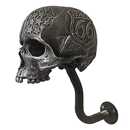 ACLFFSHOP Porte-Casque Moto Crâne, Motorcycle Helmet Holder, Monté Mural de la résine Étalage Casque, pour vélo, Manteaux, Casquettes, balles de Baseball et Casque de Rugby Cover