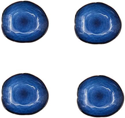 Kinglang Nordic Ceramic Household Pottery Irregular Salad Platter Klin Glaze Dinner Plate-Set of 4