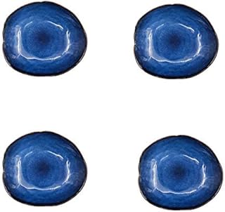 Kinglang Nordic Ceramic Household Pottery Irregular Salad Platter Klin Glaze Dinner Plate-Set of 4