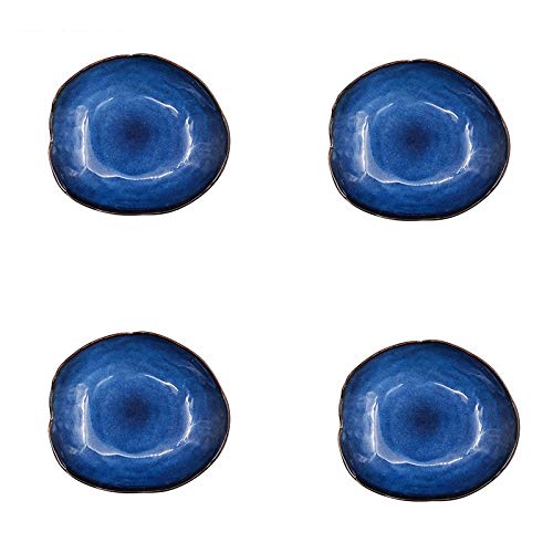 Kinglang Nordic Ceramic Household Pottery Irregular Salad Platter Klin Glaze Dinner Plate-Set Of 4 #TOP20