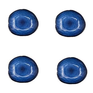 Nordic Ceramic Household Pottery Irregular Salad Platter Klin Glaze Dinner Plate-Set of 4